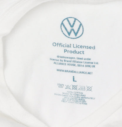 Volkswagen Men's White Beach Bus T-Shirt, Size L