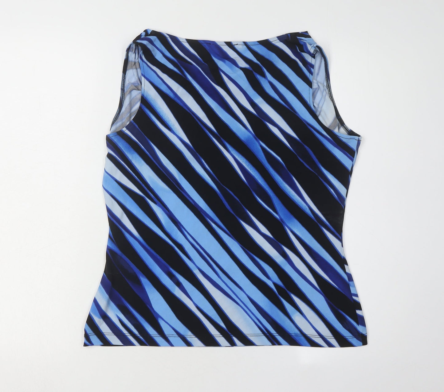 Calvin Klein Women's Blue Striped Cowl Neck Blouse, L