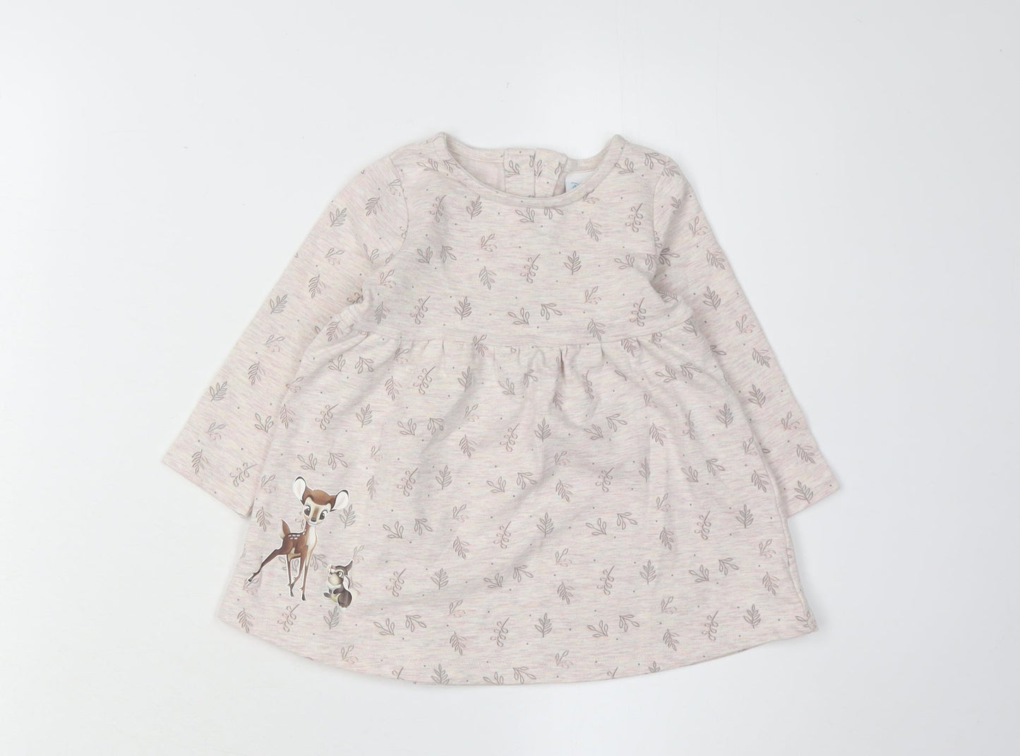 Disney Baby Bambi Pink Dress, 9-12M Girls, Long Sleeve