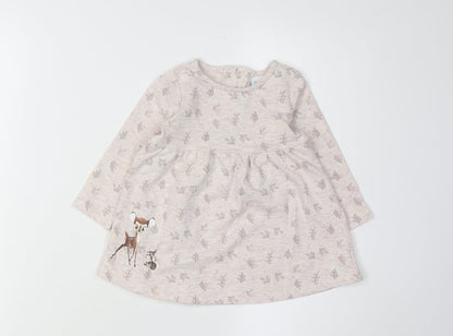 Disney Baby Bambi Pink Dress, 9-12M Girls, Long Sleeve
