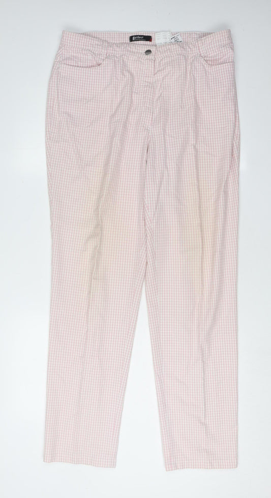 Gardeur Women's Pink Check Trousers Size 20