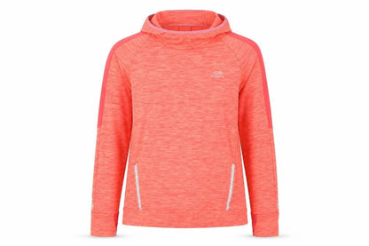 Front view of Decathlon unisex adults red hoodie 12 with reflective accents