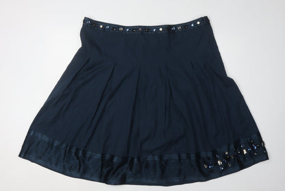 Marks and Spencer Women Blue Plus Beaded Skirt Size 22