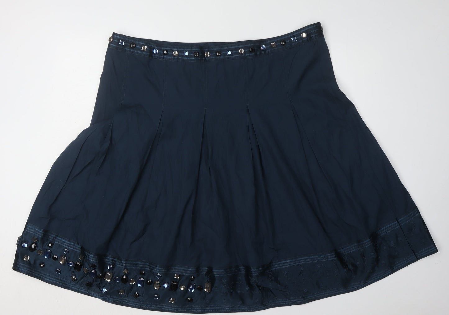Marks and Spencer Women Blue Plus Beaded Skirt Size 22