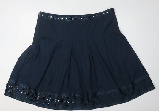 Marks and Spencer Women Blue Plus Beaded Skirt Size 22