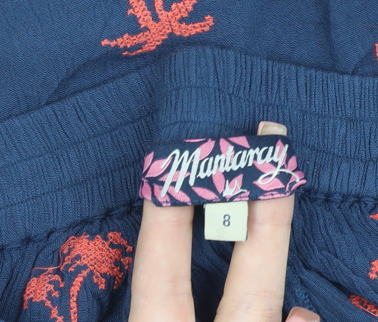 Mantaray Women's Blue Embroidered Shorts - Size 8