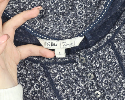 Womens UK Size 8 Fat Face Blue Tunic Blouse