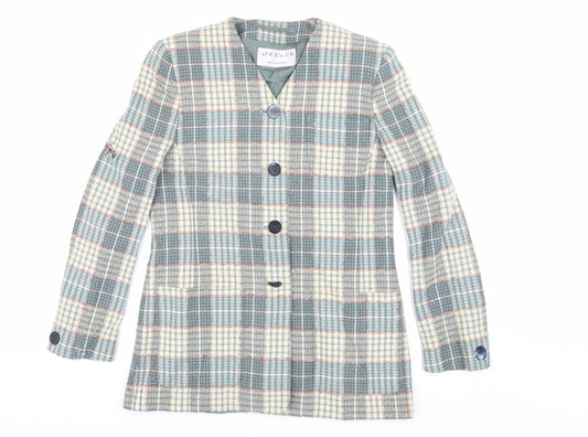 Jaeger Women's Multicoloured Check Tweed Blazer Size 10