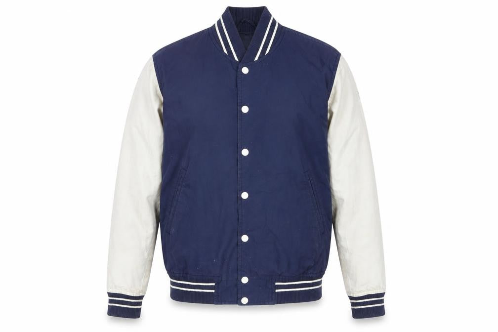 Mens UK Size M Global Work Blue Varsity Jacket