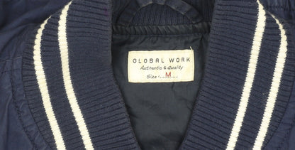 Mens UK Size M Global Work Blue Varsity Jacket