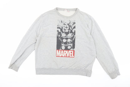 Mens UK Size 2XL Marvel Grey Pullover Sweatshirt