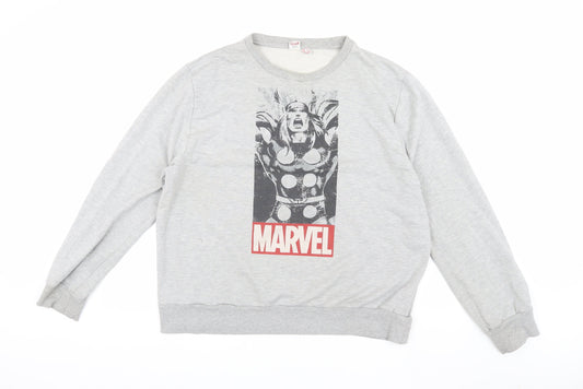 Mens UK Size 2XL Marvel Grey Pullover Sweatshirt