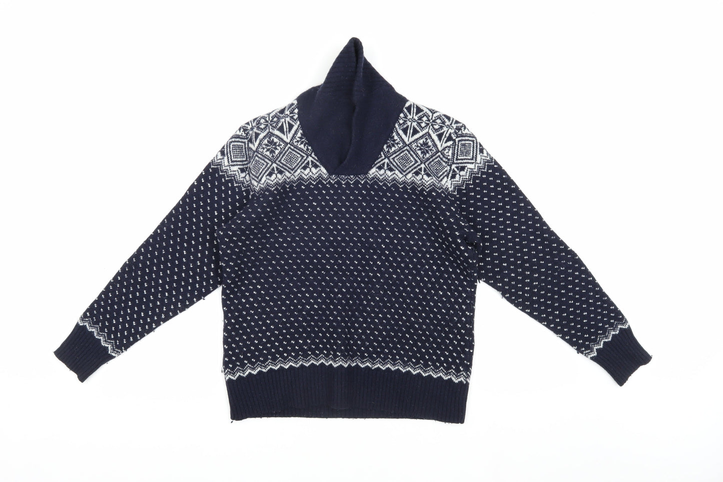 Jasper Conran Blue Fair Isle Wool Men's Jumper S