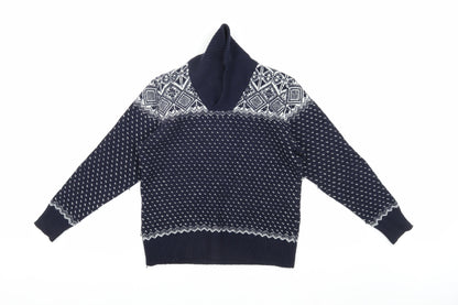 Jasper Conran Blue Fair Isle Wool Men's Jumper S