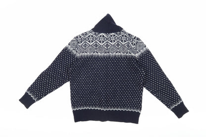 Jasper Conran Blue Fair Isle Wool Men's Jumper S