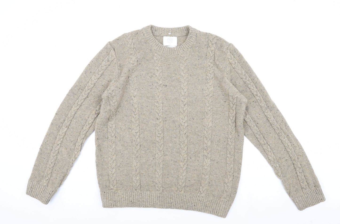 Marks and Spencer Men's Beige Wool Pullover L