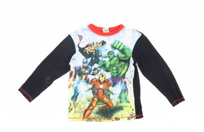 Marvel Boys Black Avengers T-Shirt, 9-10 Years, Long Sleeve