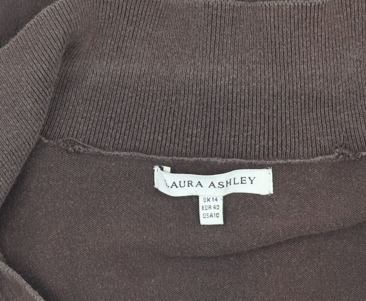 Laura Ashley Women's Brown Henley Jumper Size 14