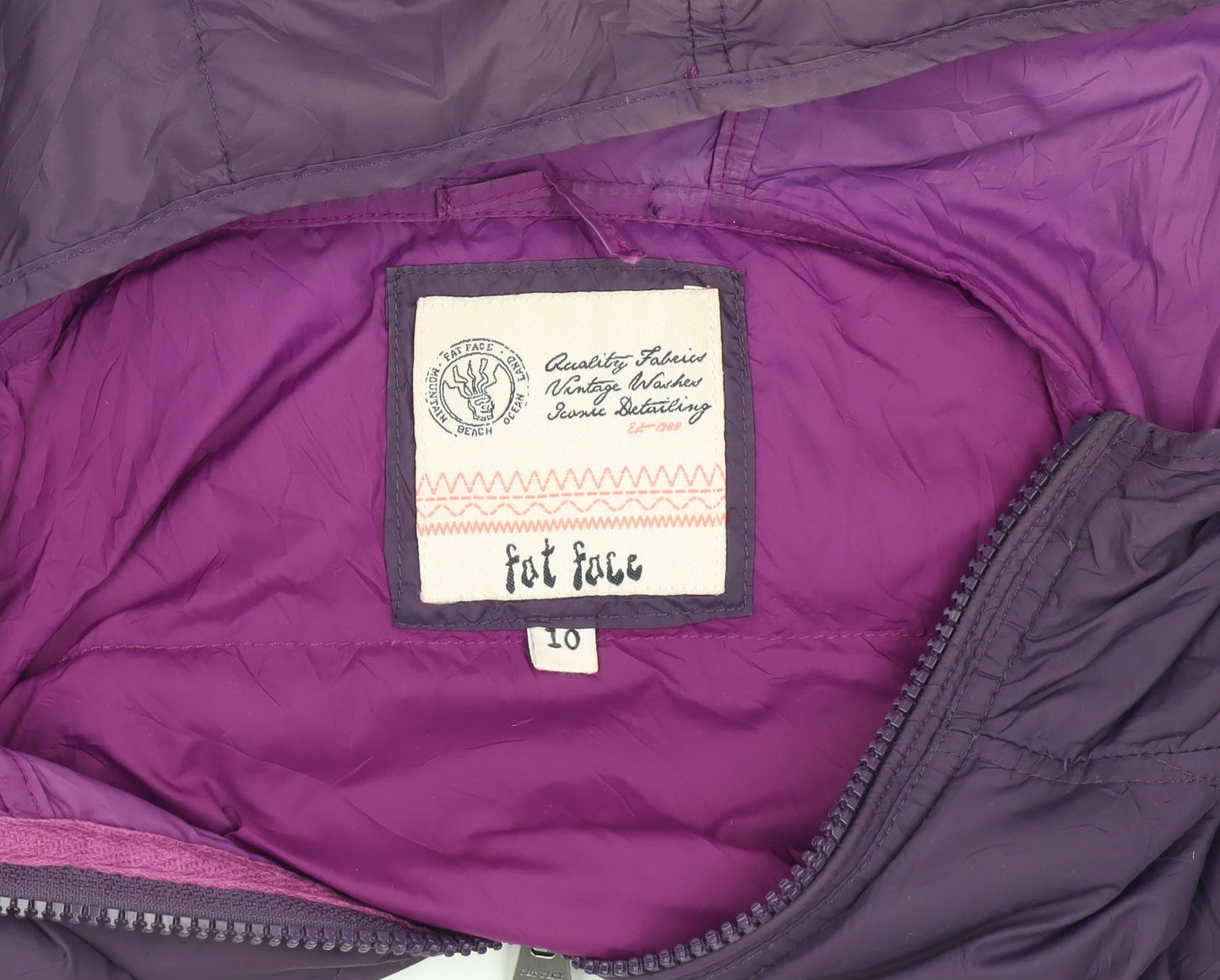 Fat Face Women's Purple Puffer Jacket Size 10