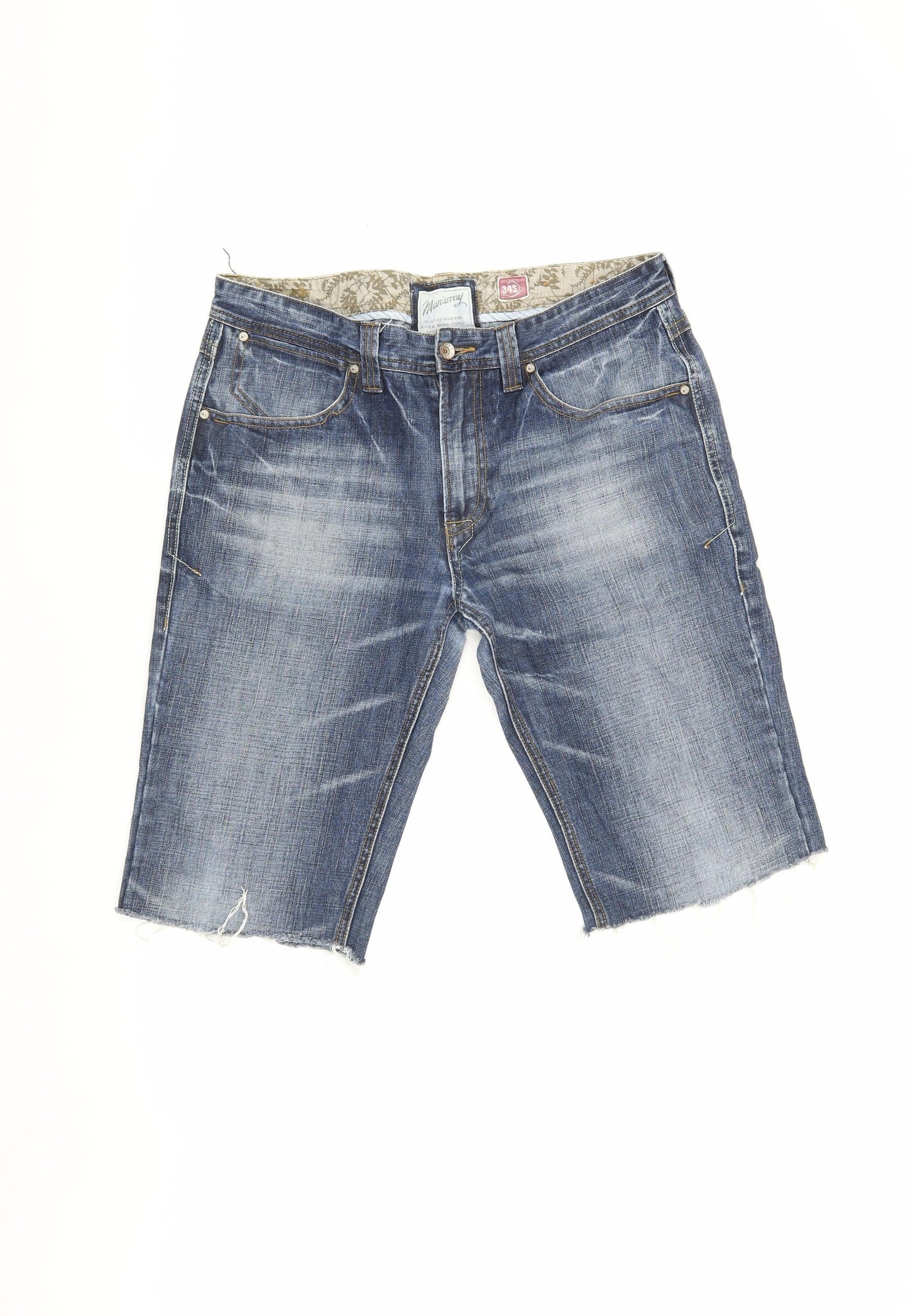 Munitory Men's Blue Cropped Denim Jeans, Size 34