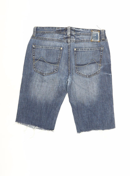 Munitory Men's Blue Cropped Denim Jeans, Size 34