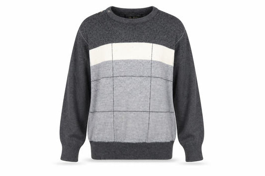 Front view of Wolsey Grey Striped Wool jumper, size 12