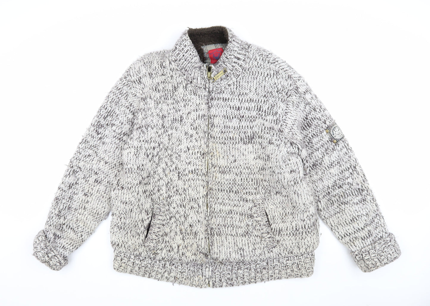 Mens UK Size XL Original Quality Knitwear Grey Basic Jacket