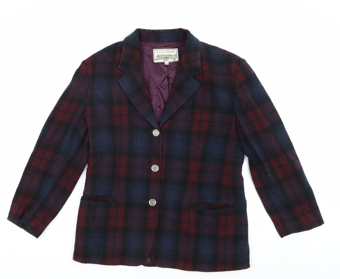 Krizia Jeans Men's Multicoloured Plaid Blazer UK 38, Vintage