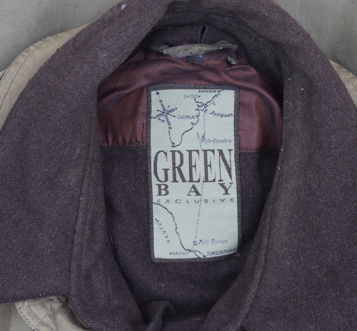 Mens UK Size 38 Green Bay Brown Overcoat