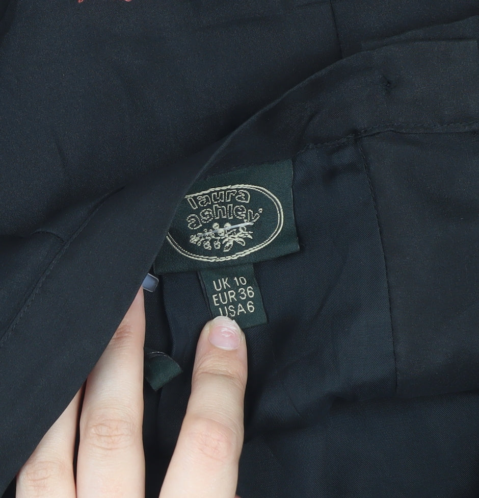 Laura Ashley Women's Black Floral Silk Pencil Skirt Size 10