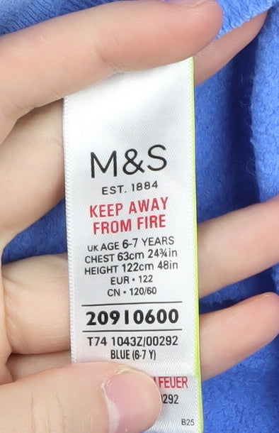 Marks and Spencer Girls Blue Full Zip Hoodie 6-7 Years