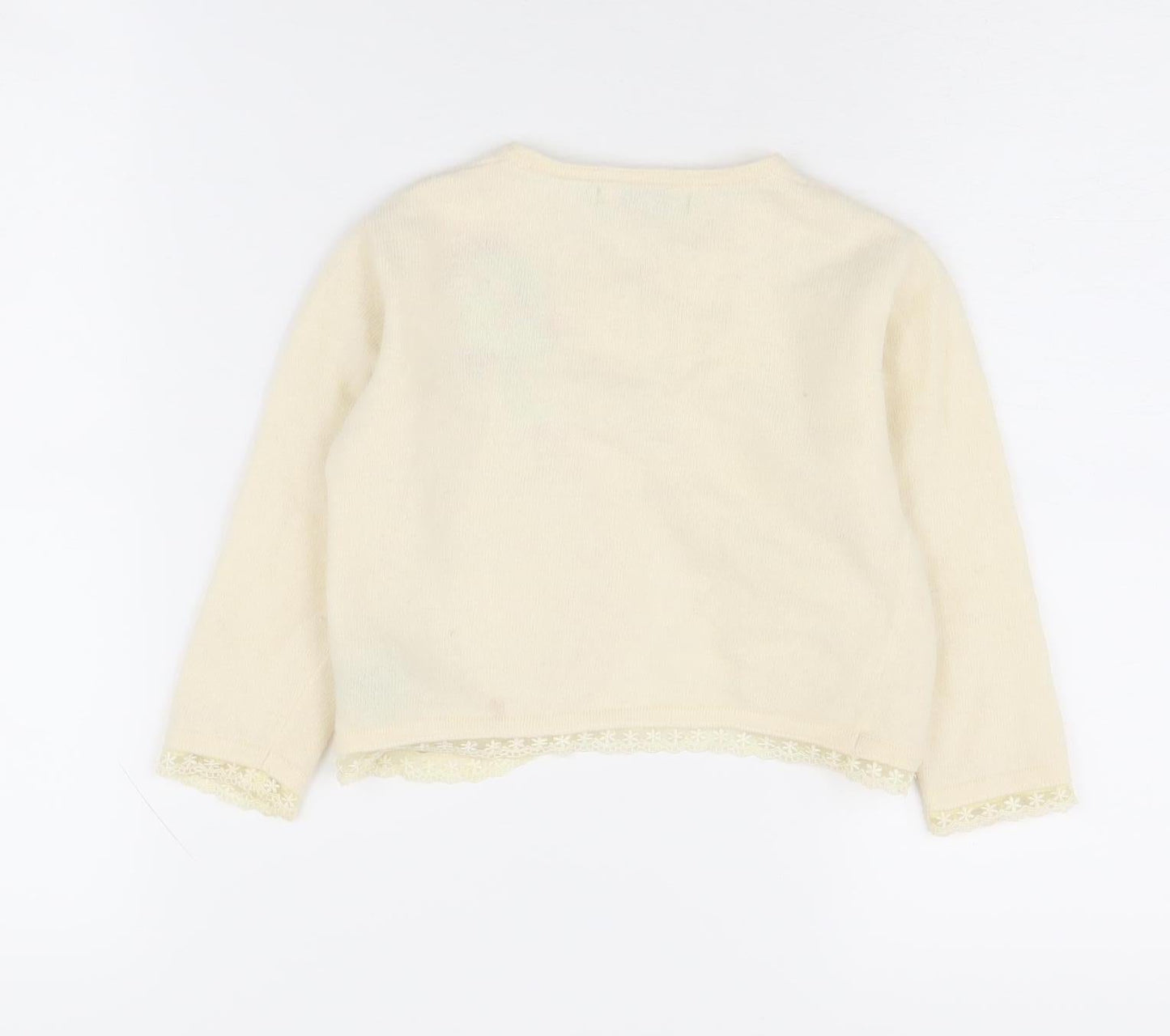 Little Willow Blossom Girls Ivory Cardigan 2-3 Years Floral Knit