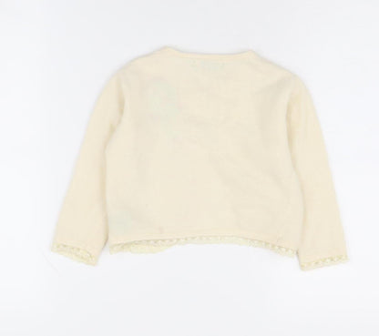 Little Willow Blossom Girls Ivory Cardigan 2-3 Years Floral Knit