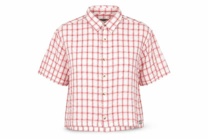 Front view of Outdoor Essentials Red Check Button-Up Shirt S