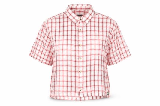 Front view of Outdoor Essentials Red Check Button-Up Shirt S