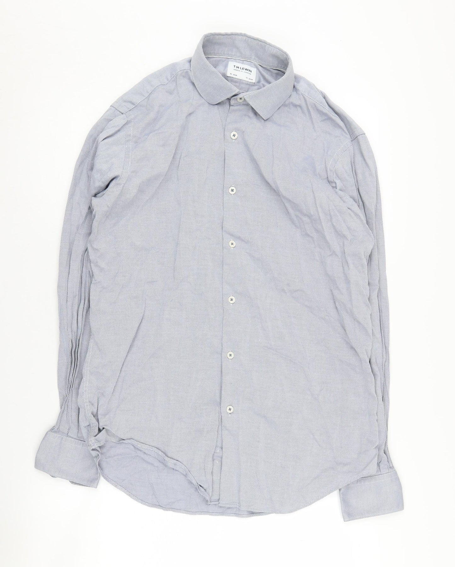 T.M. Lewin Men's Blue Long Sleeve Shirt, Size 16