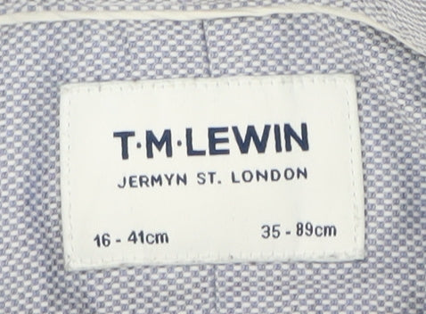 T.M. Lewin Men's Blue Long Sleeve Shirt, Size 16