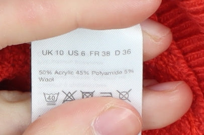 Womens UK Size 10 Warehouse Red Pullover Jumper