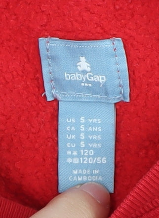 GAP Boys Red Pullover Sweatshirt, Logo Graphic, 5 Years