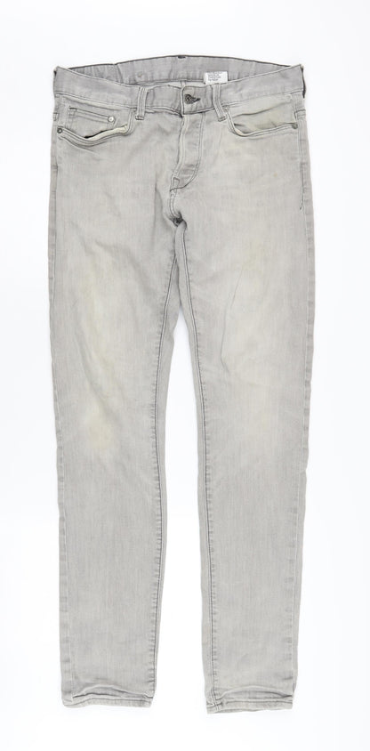 H&M Men’s Grey Slim Fit Jeans Size 32 Low Waist Denim