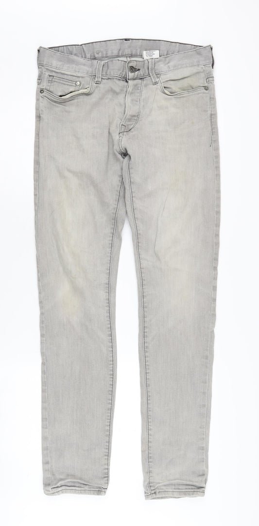 H&M Men’s Grey Slim Fit Jeans Size 32 Low Waist Denim