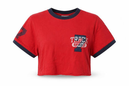 Front view of Nike Red Cropped T-Shirt, unisex s, casual & sporty