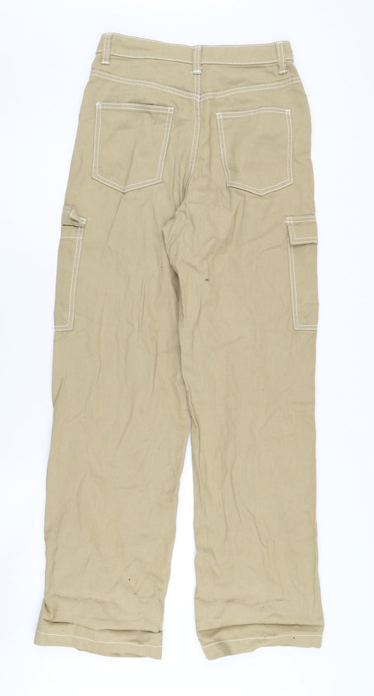 Womens UK Size 6 H&M Regular Fit Cargo Beige Trousers