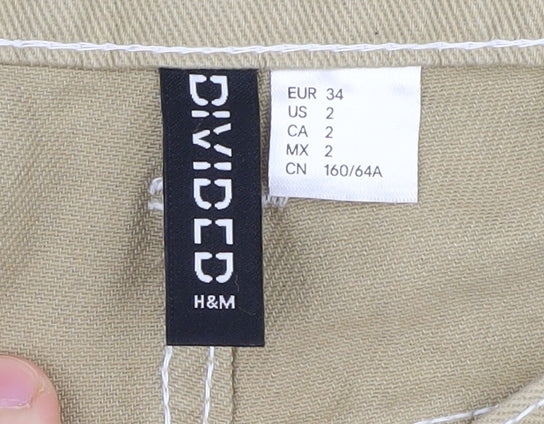 Womens UK Size 6 H&M Regular Fit Cargo Beige Trousers