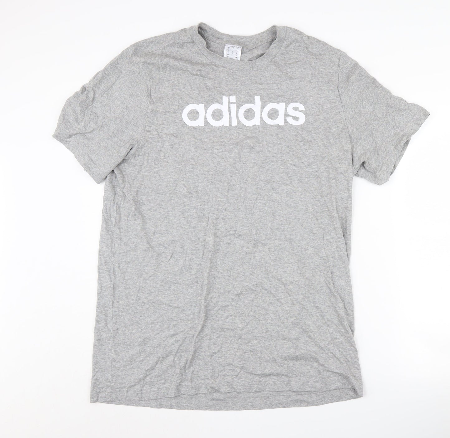 Adidas Men's Grey Crew Neck Logo T-Shirt Size L