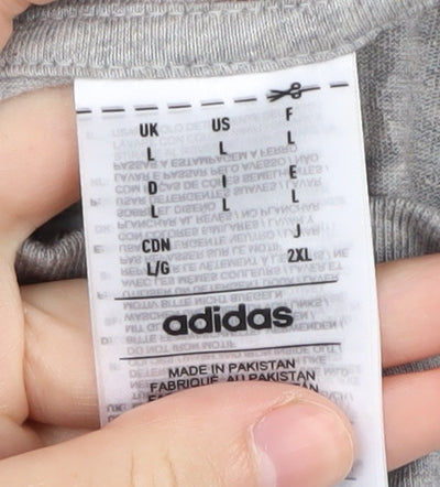 Adidas Men's Grey Crew Neck Logo T-Shirt Size L