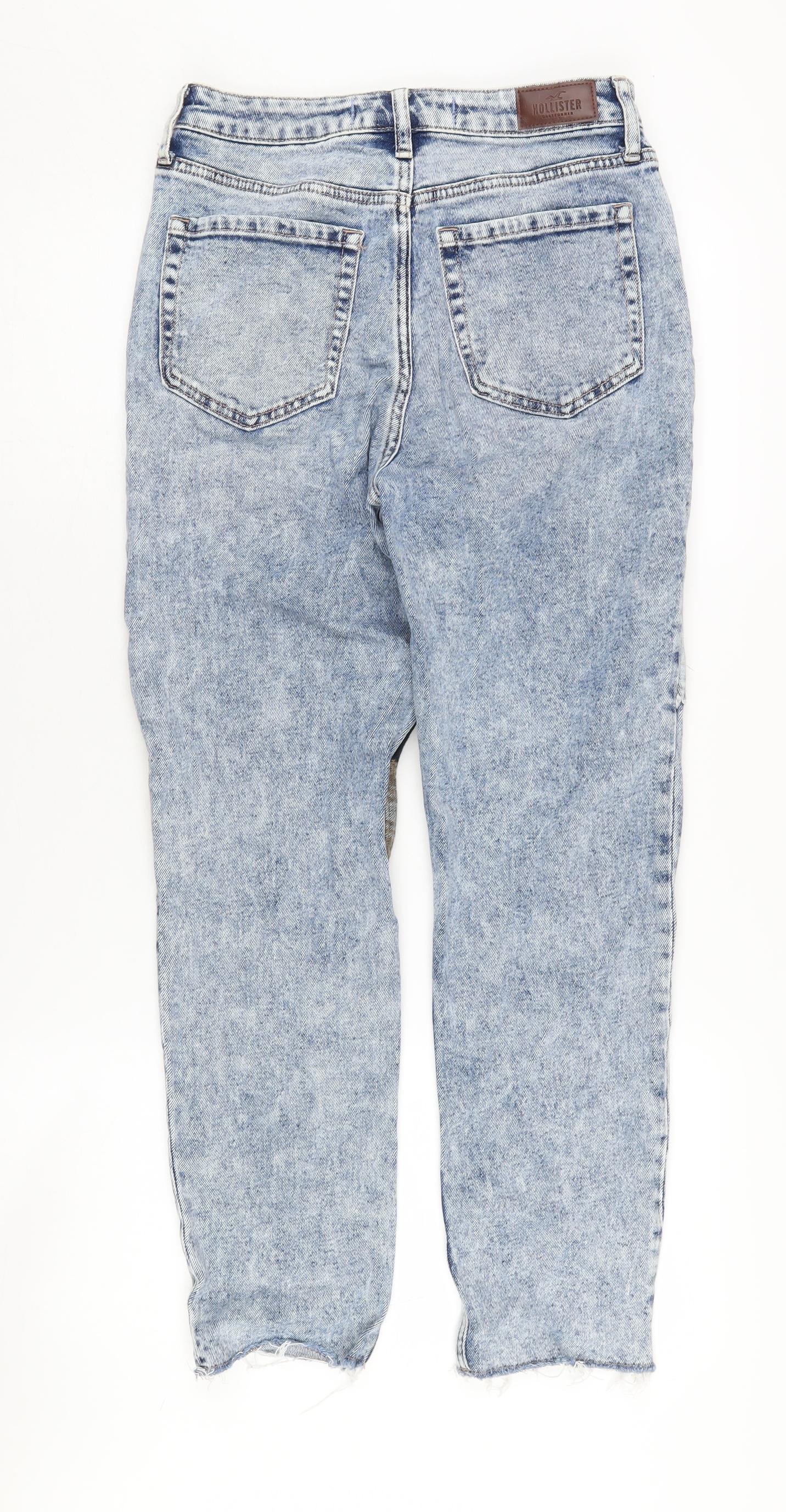Hollister Women's Blue Mom Jeans, Size 3R, High-Rise, Distressed