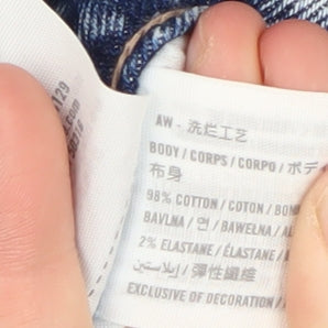 Hollister Women's Blue Mom Jeans, Size 3R, High-Rise, Distressed