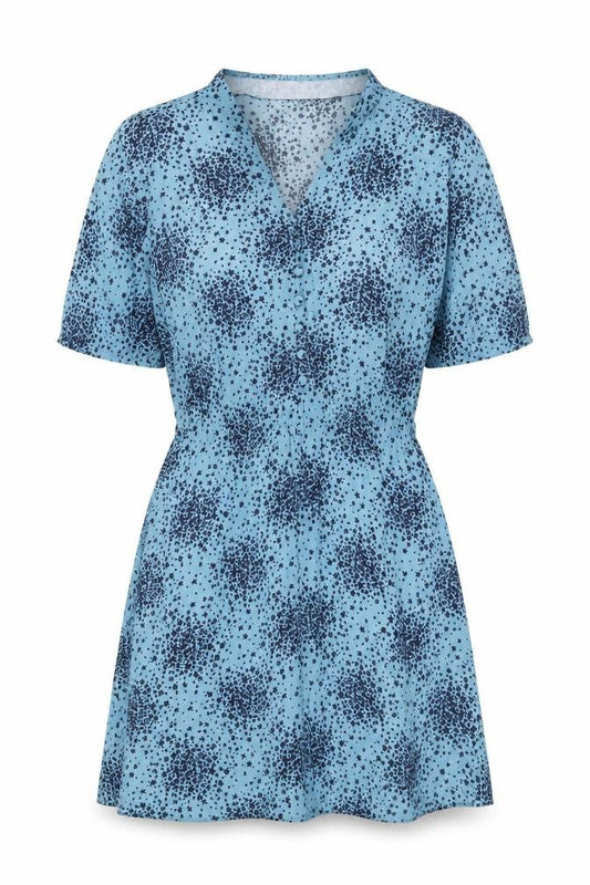 Front view of Boden Women's Blue Floral A-Line Dress, size 10