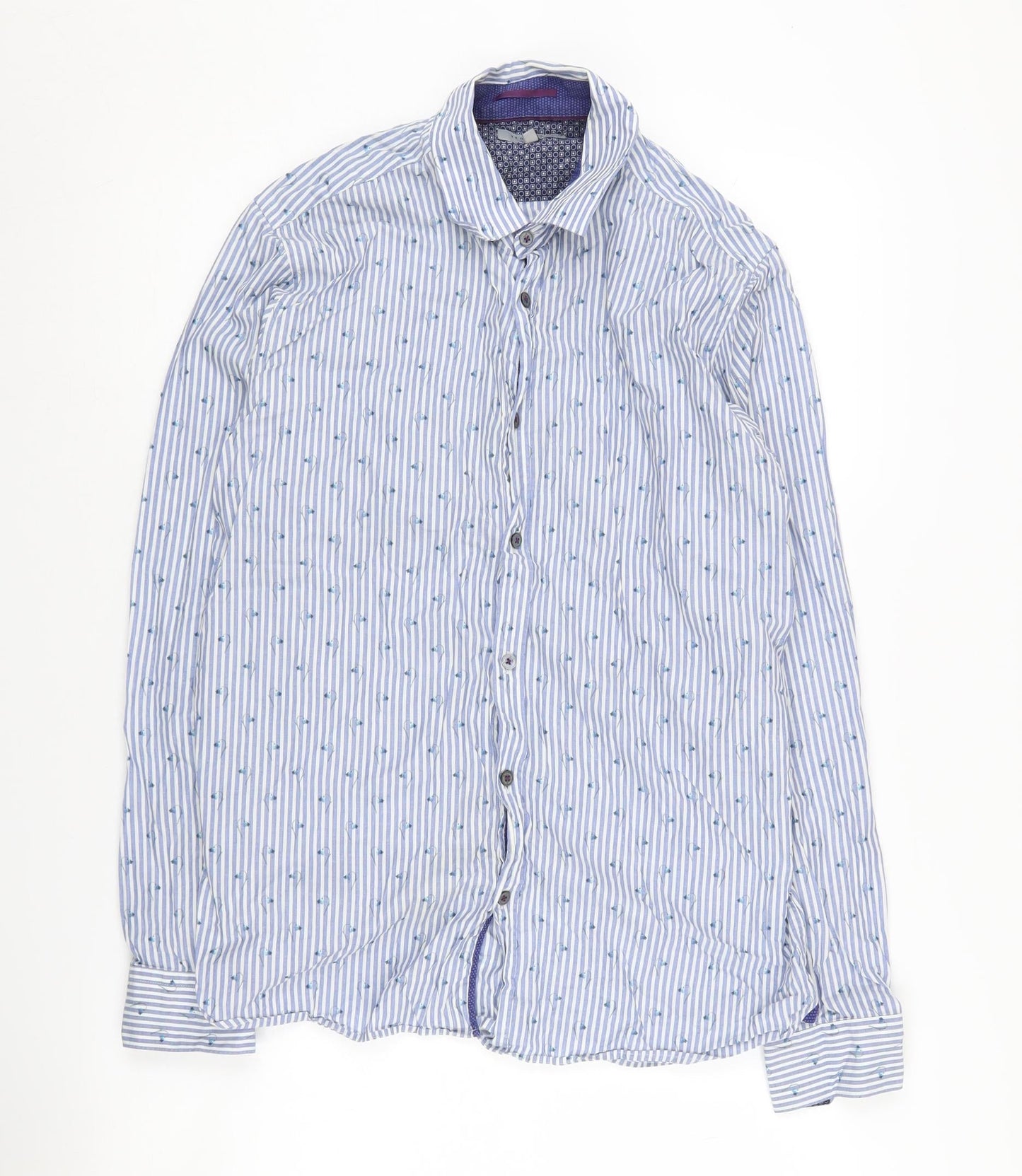 Ted Baker Men's Blue Striped Button-Up Shirt M